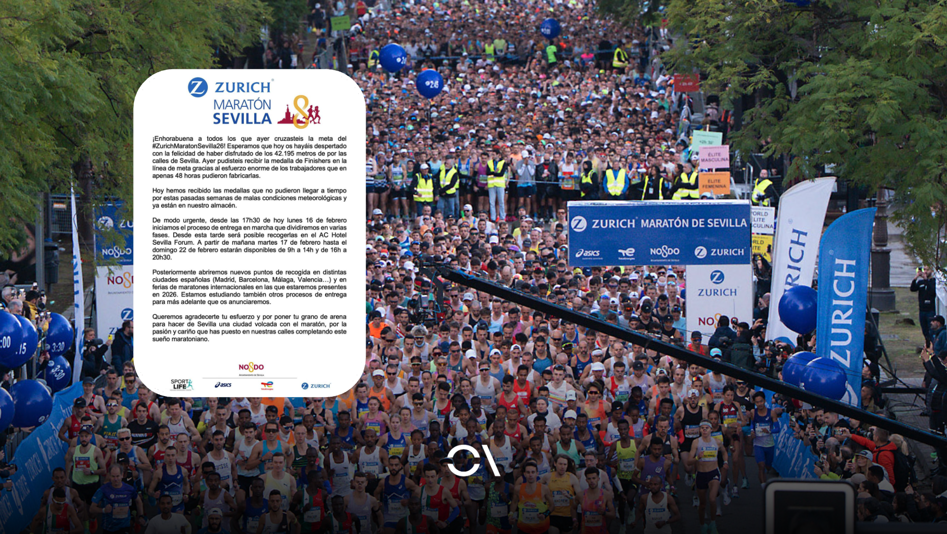 Comunicado sobre las medallas del Zurich Maratón de Sevilla.