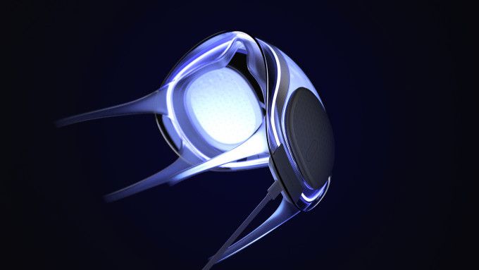 Prototipo de la mascarilla que se desinfecta sola Amazfit Aeri: luz ultravioleta