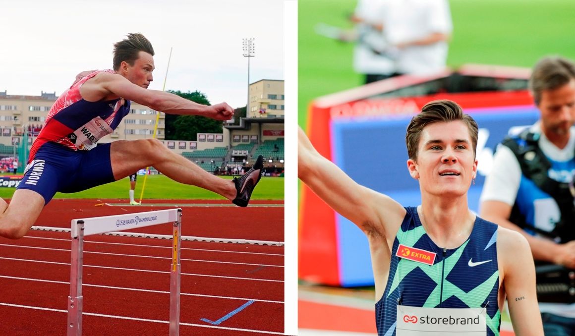 Warholm bate el récord mundial de 300 metros vallas y Jakob Ingebrigtsen el europeo de 2.000 metros. Fotos: EFE