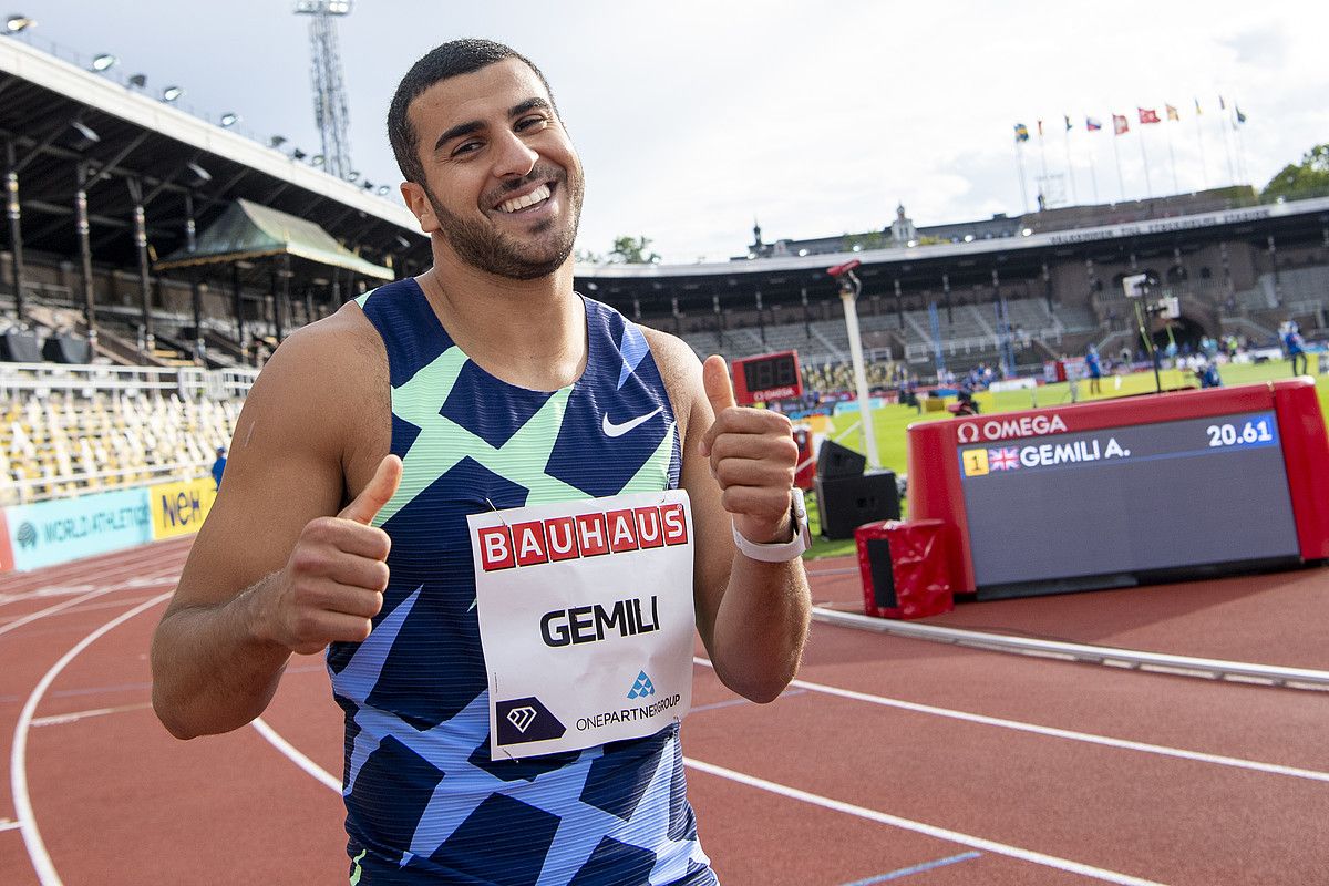 Adam Gemili, ganador de los 200 metros masculinos en Estocolmo. Adam Gemili, ganador de los 200 metros masculinos en Estocolmo.