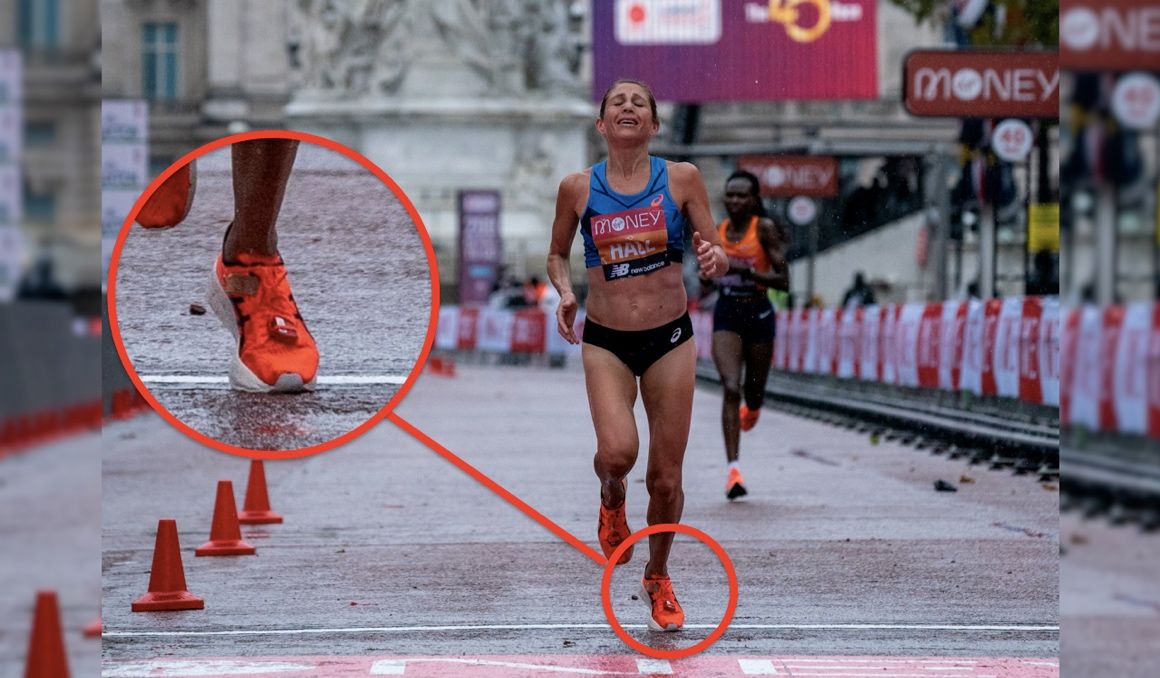 Sara Hall, segunda en Londres con las nuevas Asics de maratón.