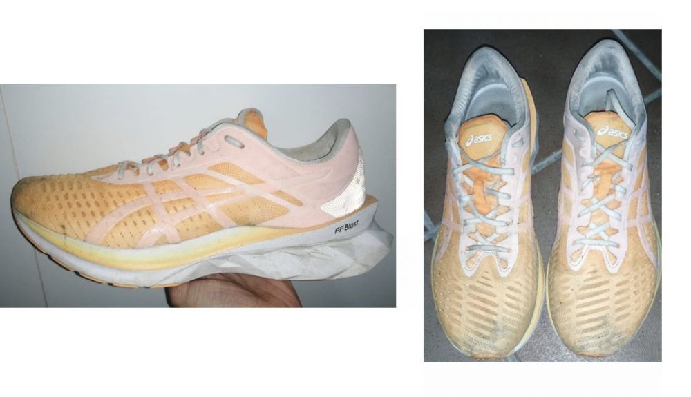 Estado de las Asics Novablast después de 1.000 kilómetros.