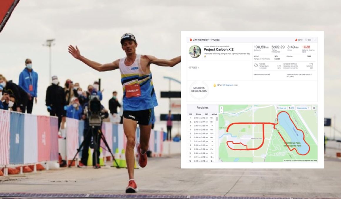 El intento de WR en 100 kilómetros de Walmsley en Strava El intento de WR en 100 kilómetros de Walmsley en Strava