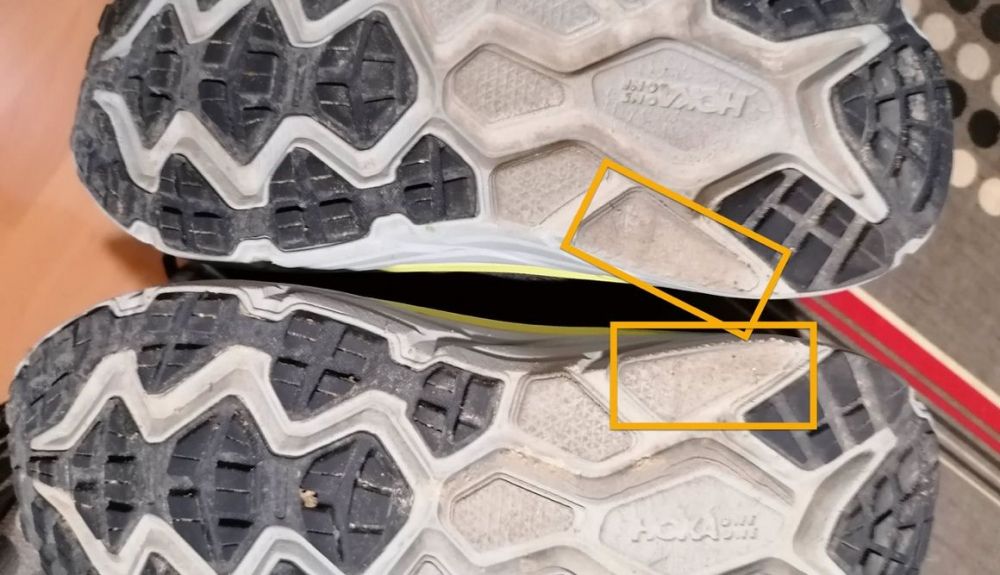 Detalles del desgaste de la suela de la Challenger ATR 6 de HOKA ONE ONE