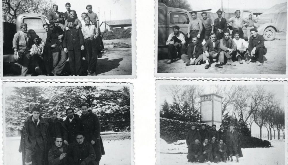 Distintas fotografías de las compañías de trabajo en el campo de Bram, mayo de 1942. Siempre que se presenta una oportunidad Eduardo sale a trabajar al exterior
