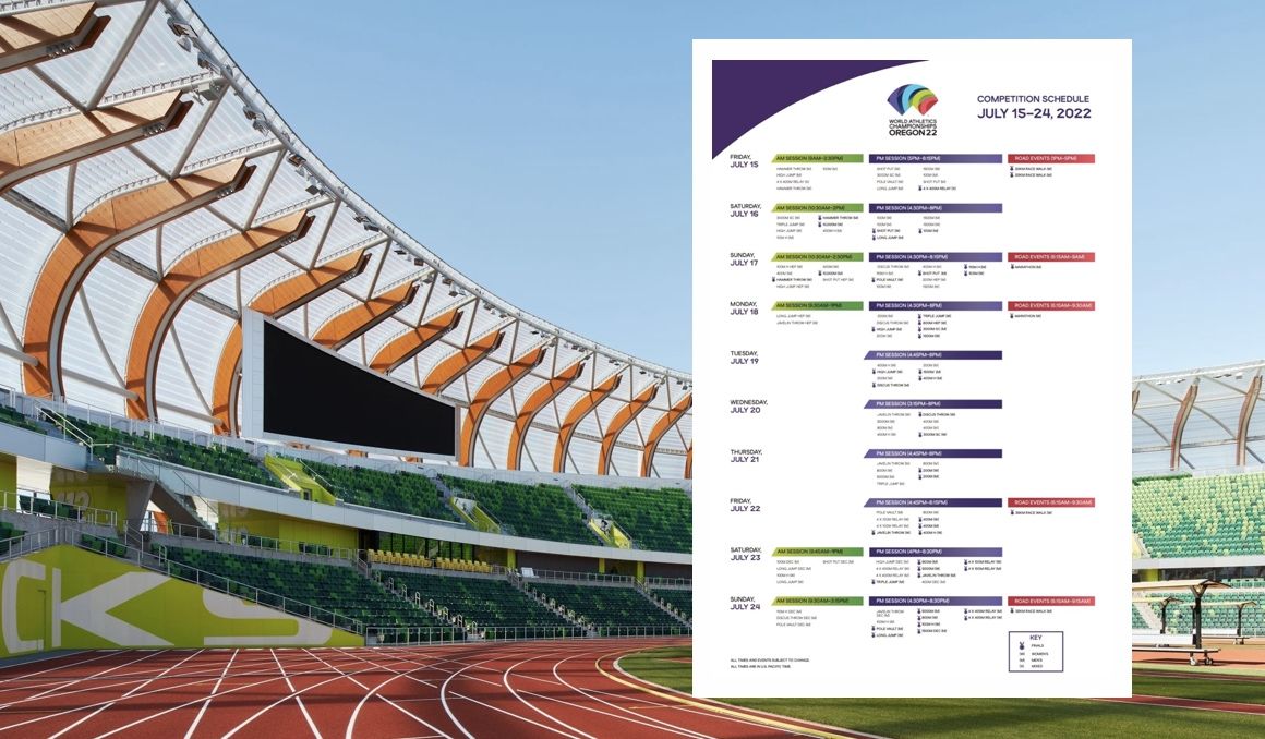 El horario del Campeonato del Mundo de Atletismo en Eugene 2022. El horario del Campeonato del Mundo de Atletismo en Eugene 2022.