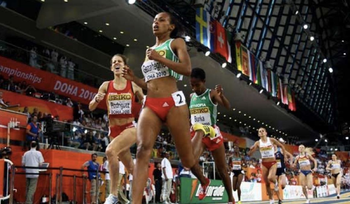 Kalkidan Gezahegne en el Campeonato del Mundo de Doha 2010 donde venció a Natalia Rodríguez. Foto WA