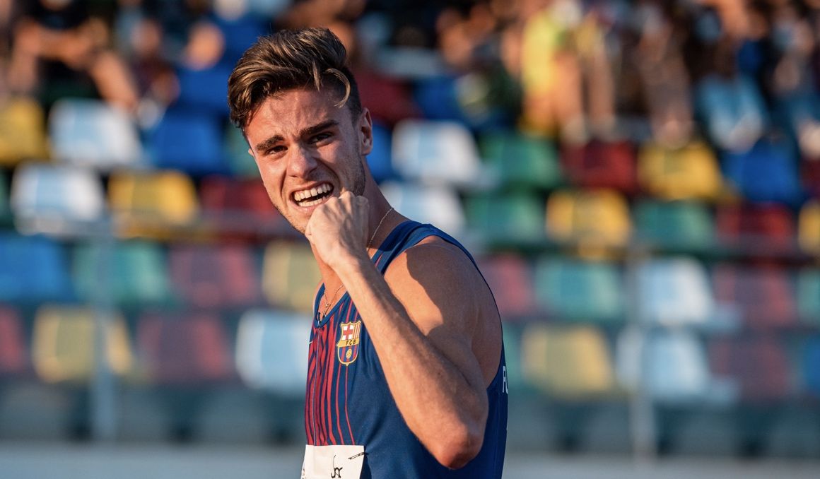 El atleta Pablo Sánchez Valladares después de lograr la mínima olímpica en Castellón. Foto: Sportmedia