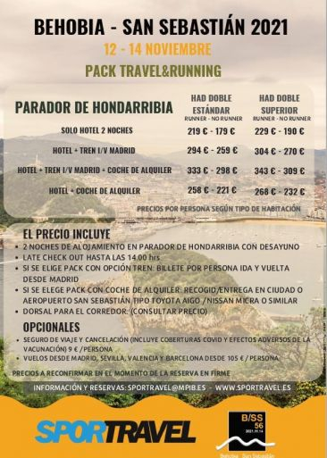 Programa de viaje a la Behobia San Sebastián 2021 por Sportravel