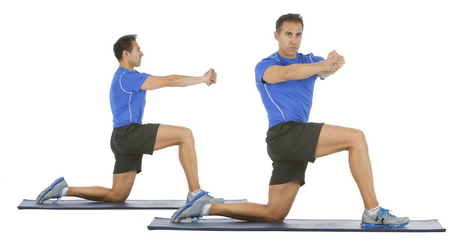Estirar la cadera con abdominales y activación del core Estirar la cadera con abdominales y activación del core