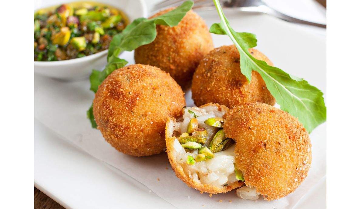 Bolas risotto pistacho