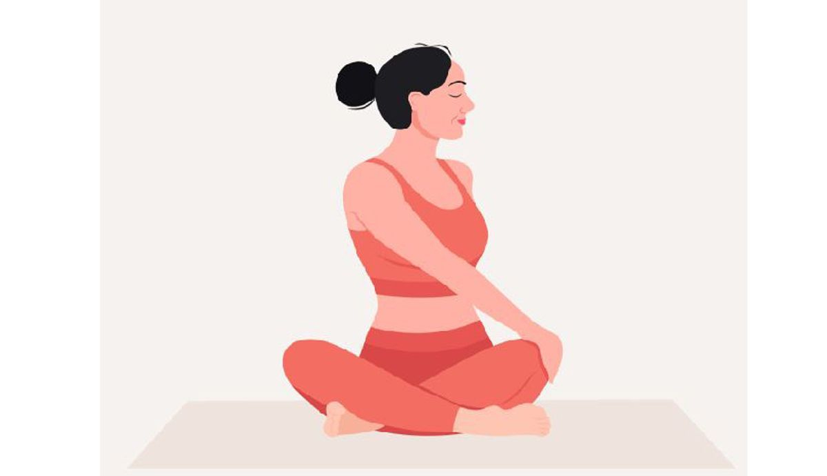 Loto fácil en torsión Yoga para la menstruación