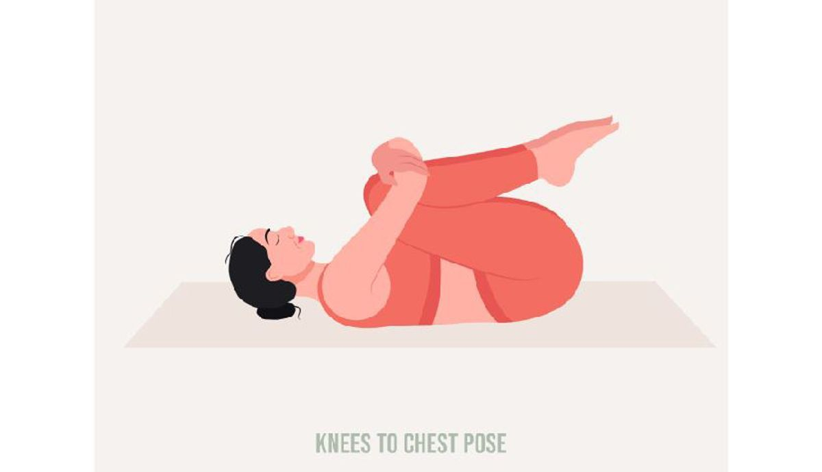 Postura de Rodillas al Pecho Yoga para la menstruación