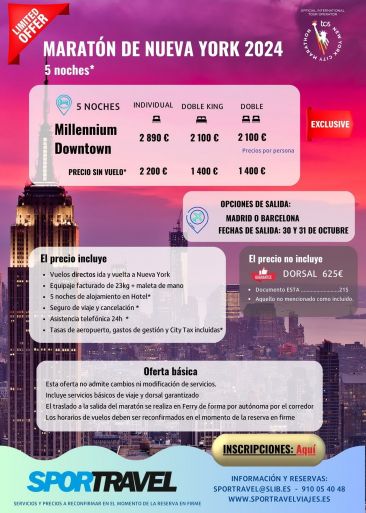 Esta es la impresionante oferta básica de Sportravel para el Maratón de Nueva York 2024