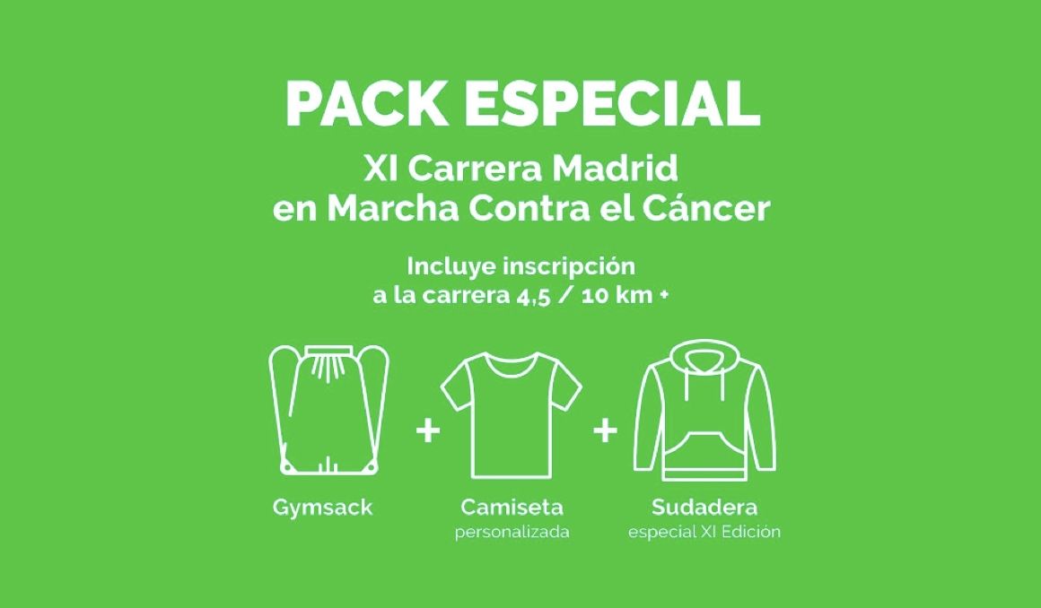 Pack especial de la Carrera Madrid en Marcha Contra el Cáncer.
