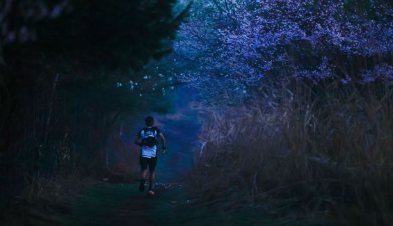 Un corredor en la Mt Fuji