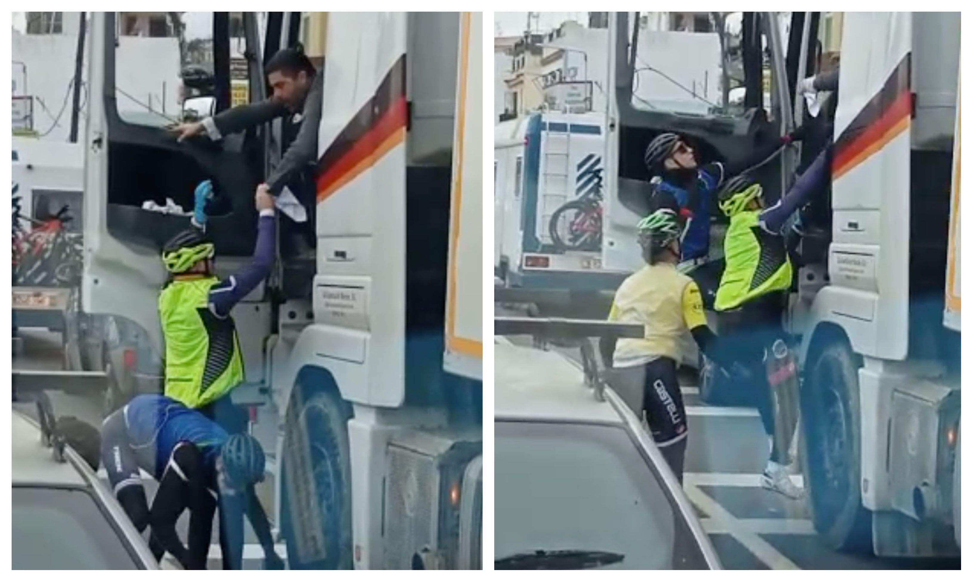 Tres ciclistas agreden a un camionero en Sevilla