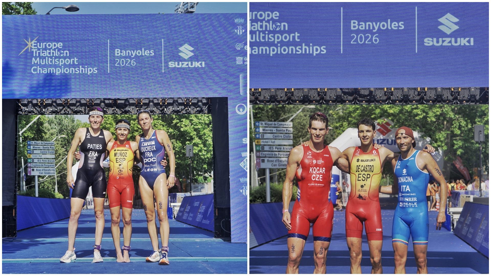 Doble oro en Triatlón Cros de Marina Muñoz y Eneko De Castro en el Europeo de Banyoles