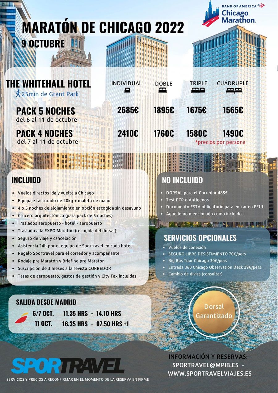 Así es la oferta de viaje al Maratón de Chicago con Sportravel.