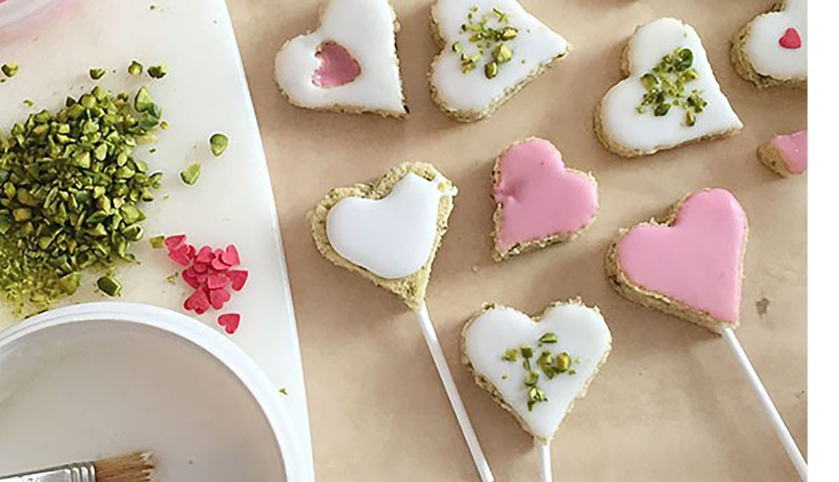 Receta de corazones de pistachos Receta de corazones de pistachos