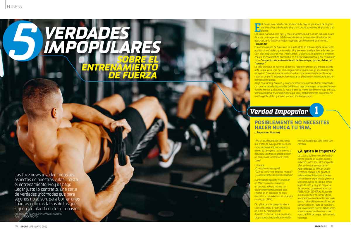 Tommy Álvarez desmonta 5 verdades impopulares de la fuerza en SPORTLIFE 273 de may 2022 Tommy Álvarez desmonta 5 verdades impopulares de la fuerza en SPORTLIFE 273 de may 2022