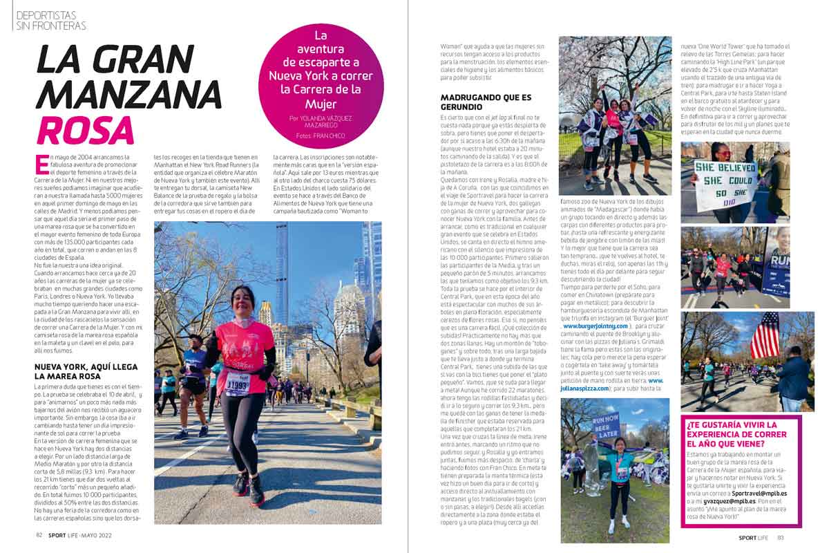 Yolanda Vázquez estuvo en la Carrera de la Mujer de Nueva York y nos lo cuenta en SPORTLIFE 273 de mayo 2022 Yolanda Vázquez estuvo en la Carrera de la Mujer de Nueva York y nos lo cuenta en SPORTLIFE 273 de mayo 2022