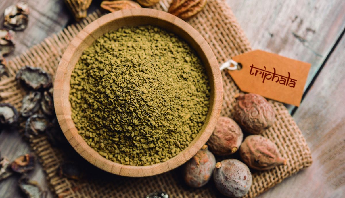 indian ayurvedic triphala churan or trifala powder is an ancient medicine for bowel movement or indigestion problems selective foc