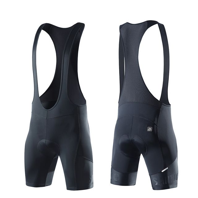 Santic pantalones cortos con pechera de ciclismo para hombre medias transpirables reflectantes 4D acolchadas para bicicleta 640x640