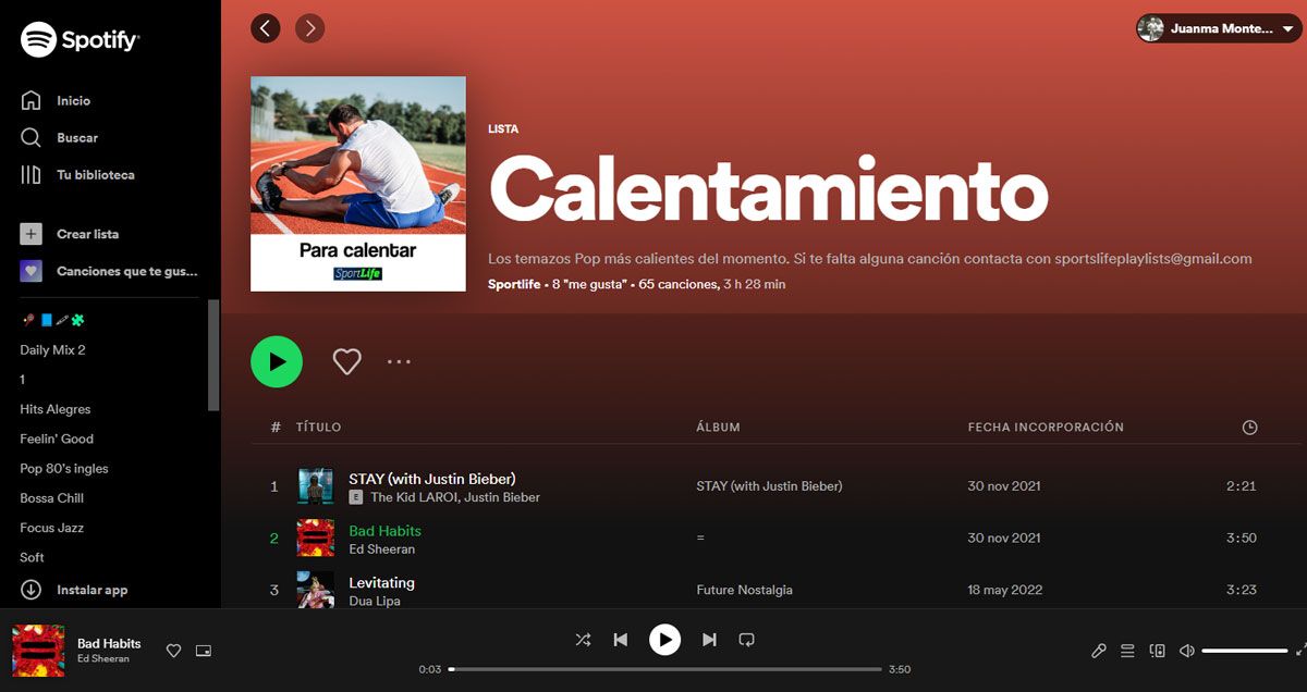 sportlife spotify calentamiento