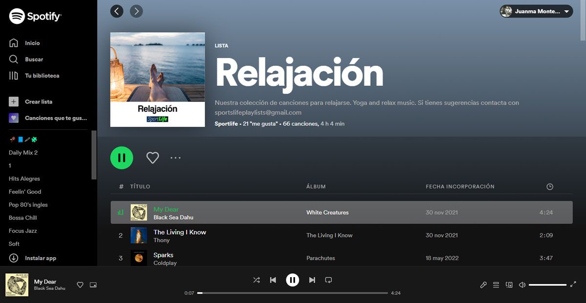 sportlife spotify relajacion