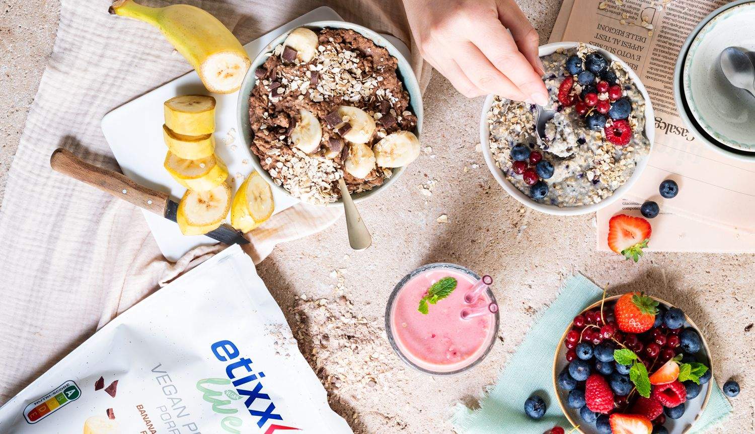 Etixx Live Vegan Protein es una alternativa interesantísima para un desayuno saludable y muy nutritivo