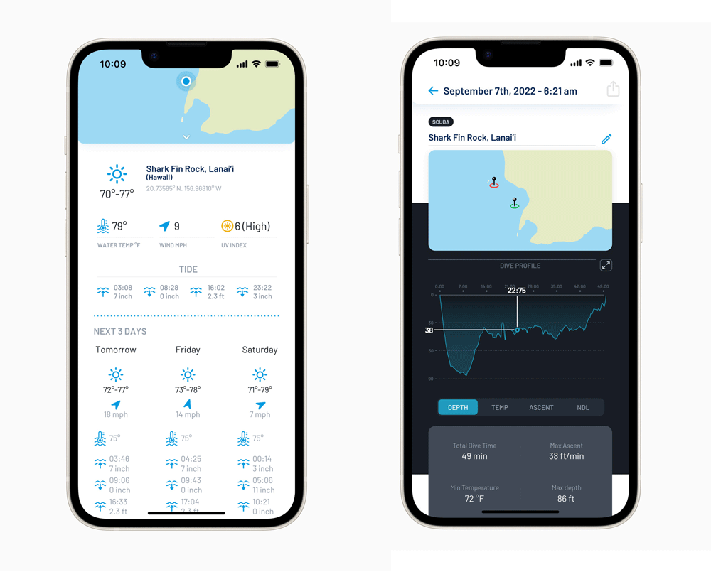 Apple Watch Ultra Oceanic Plus Location Planner Information