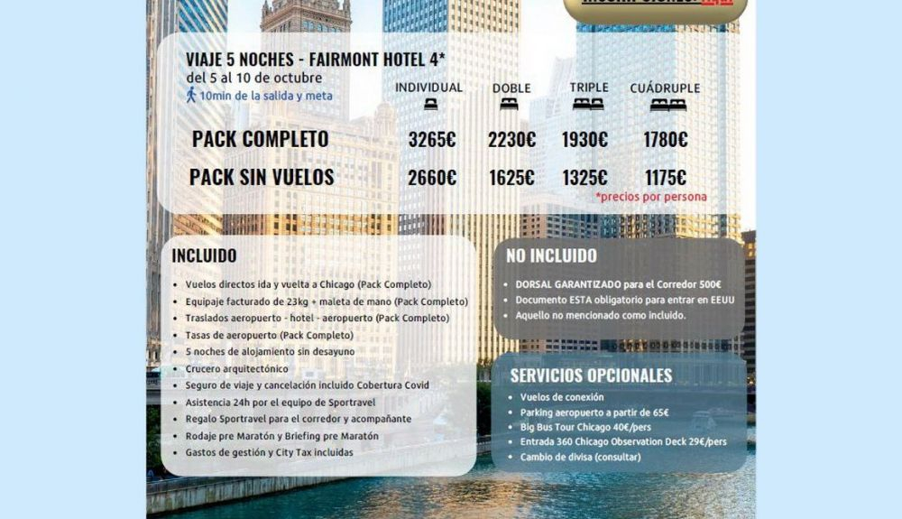 Esta es la fantástica oferta de Sportravel para el Maratón de Chicago 2023 Esta es la fantástica oferta de Sportravel para el Maratón de Chicago 2023