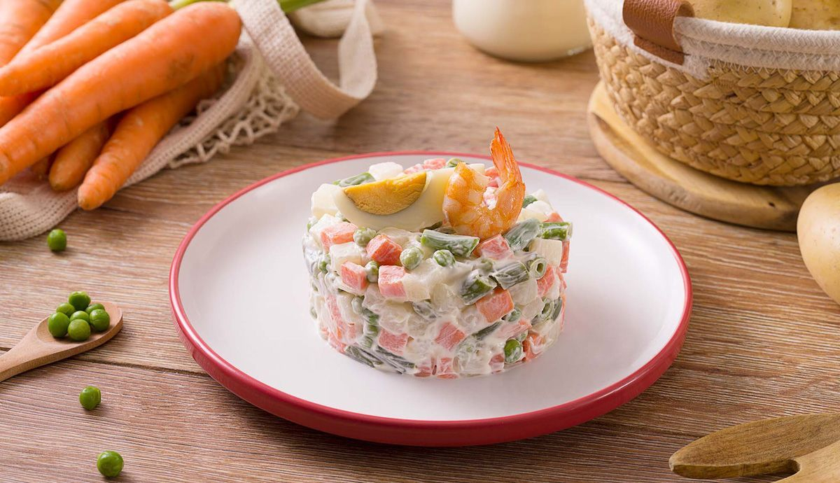 recetas con verduras: Ensaladilla con langostinos recetas con verduras: Ensaladilla con langostinos