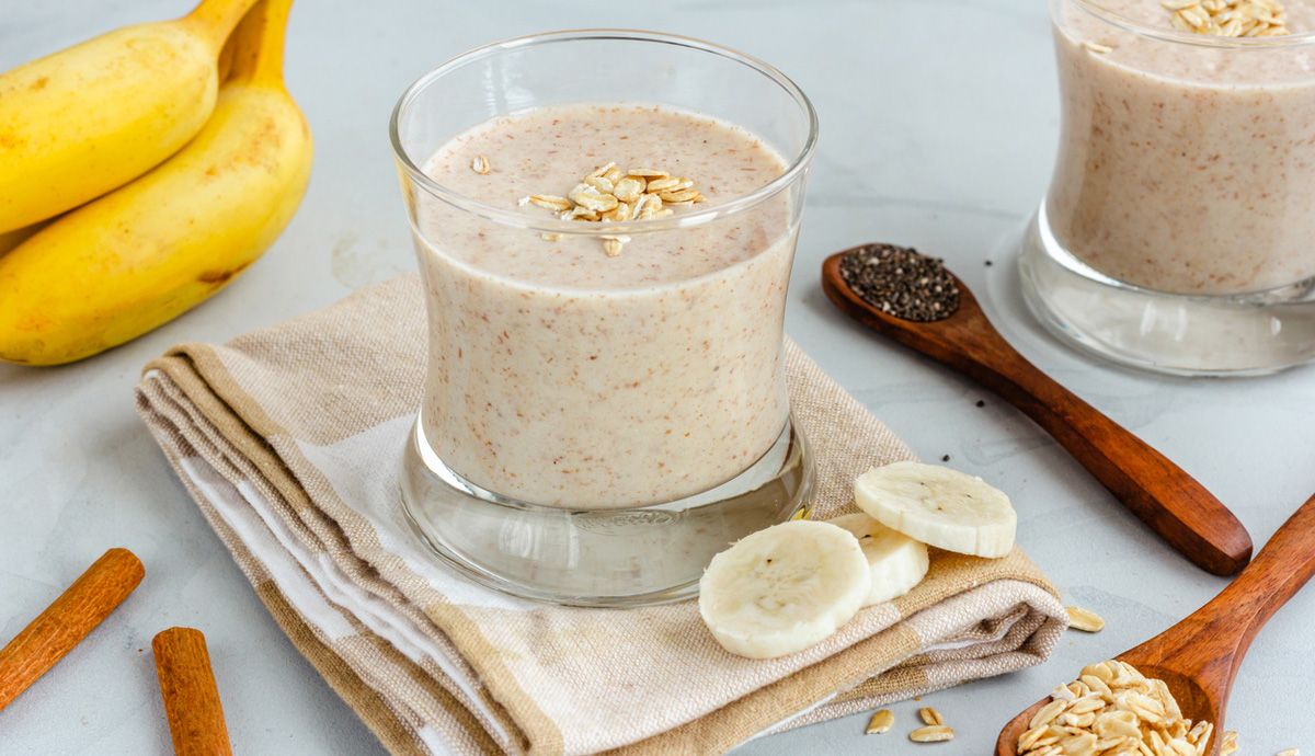 Receta de batido proteico de avena, yogur y plátano