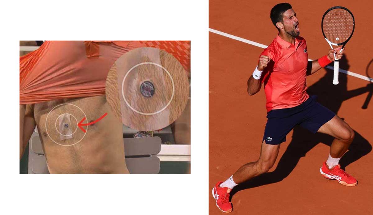 Djokovic y su misterioso parche en el pecho en Roland Garros