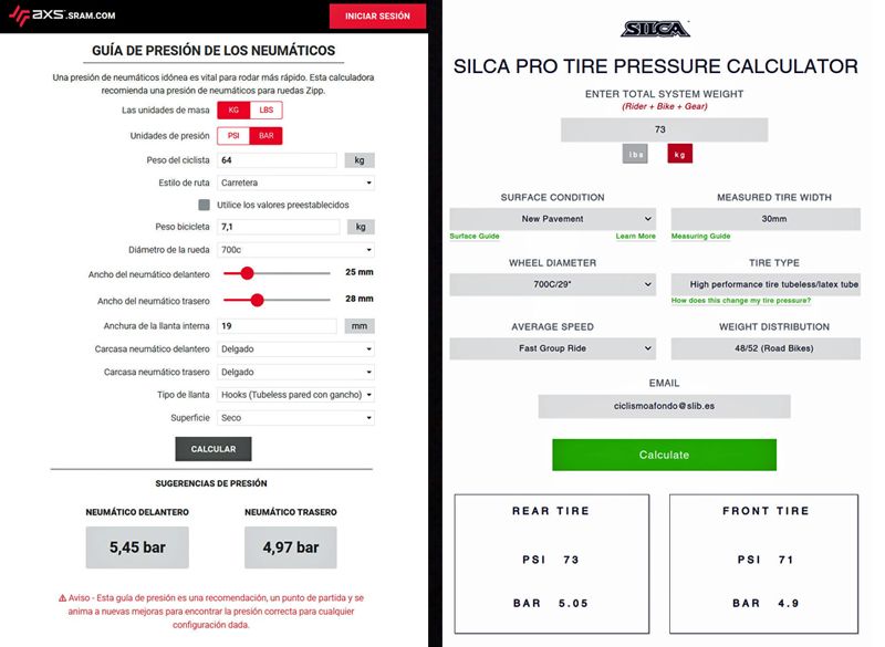Calculadora SRAM y Calculadora Silca Calculadora SRAM y Calculadora Silca