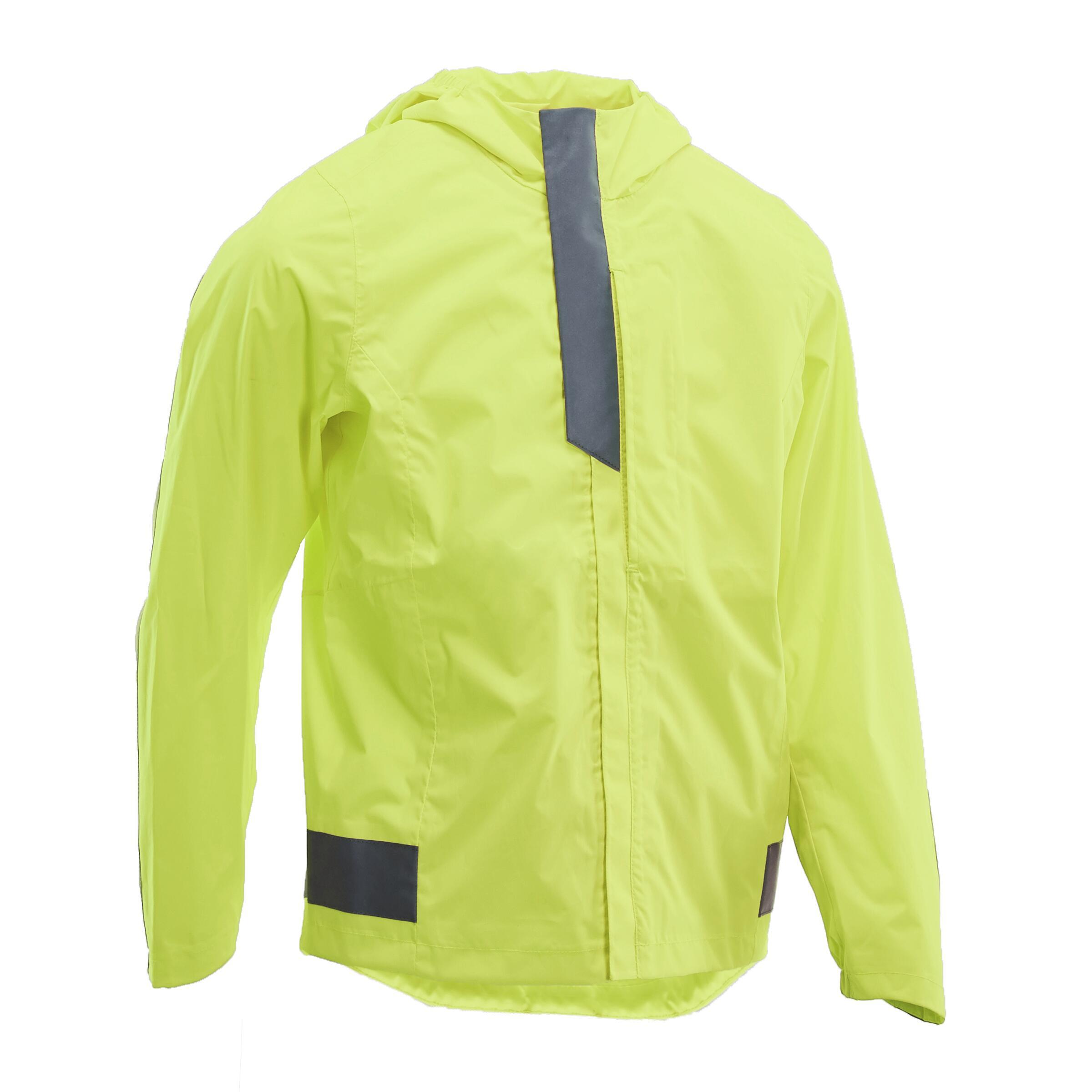 chubasquero ciclismo junior 500 amarillo alta visibilidad en1150