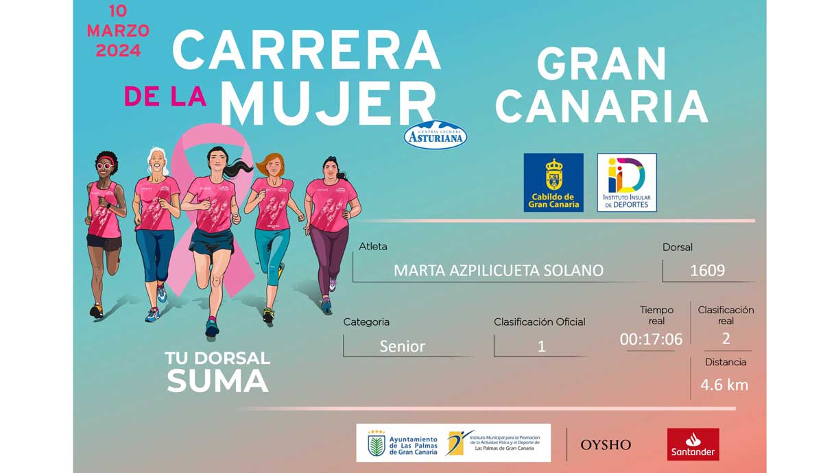 Descarga tu diploma de la Carrera de la Mujer de Gran Canaria