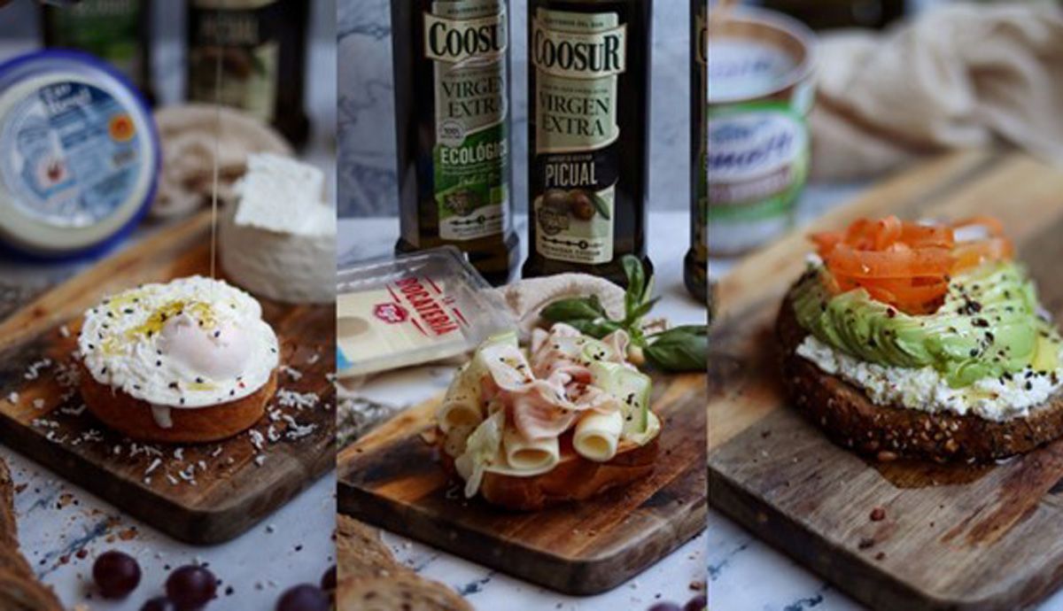5 desayunos con tostadas con aceite y queso