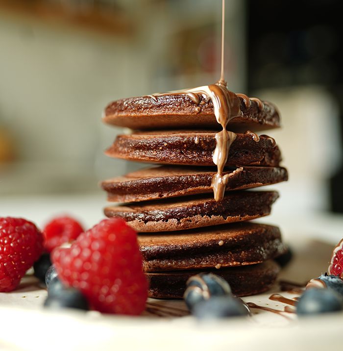 Pancakes proteicos de chocolate Pancakes proteicos de chocolate