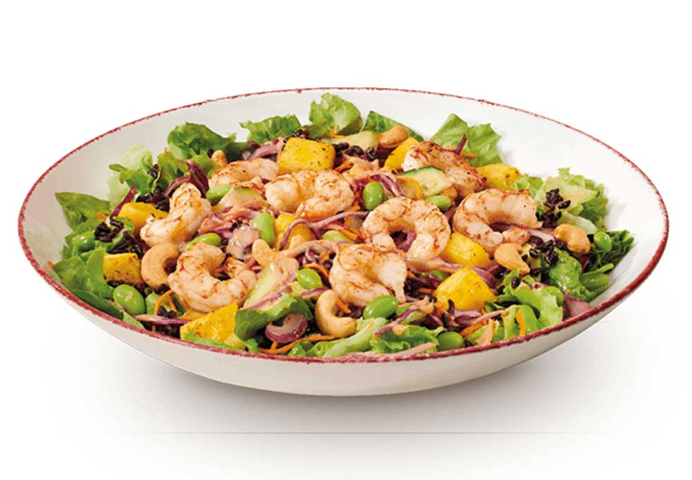 Ensalada de langostinos salteados