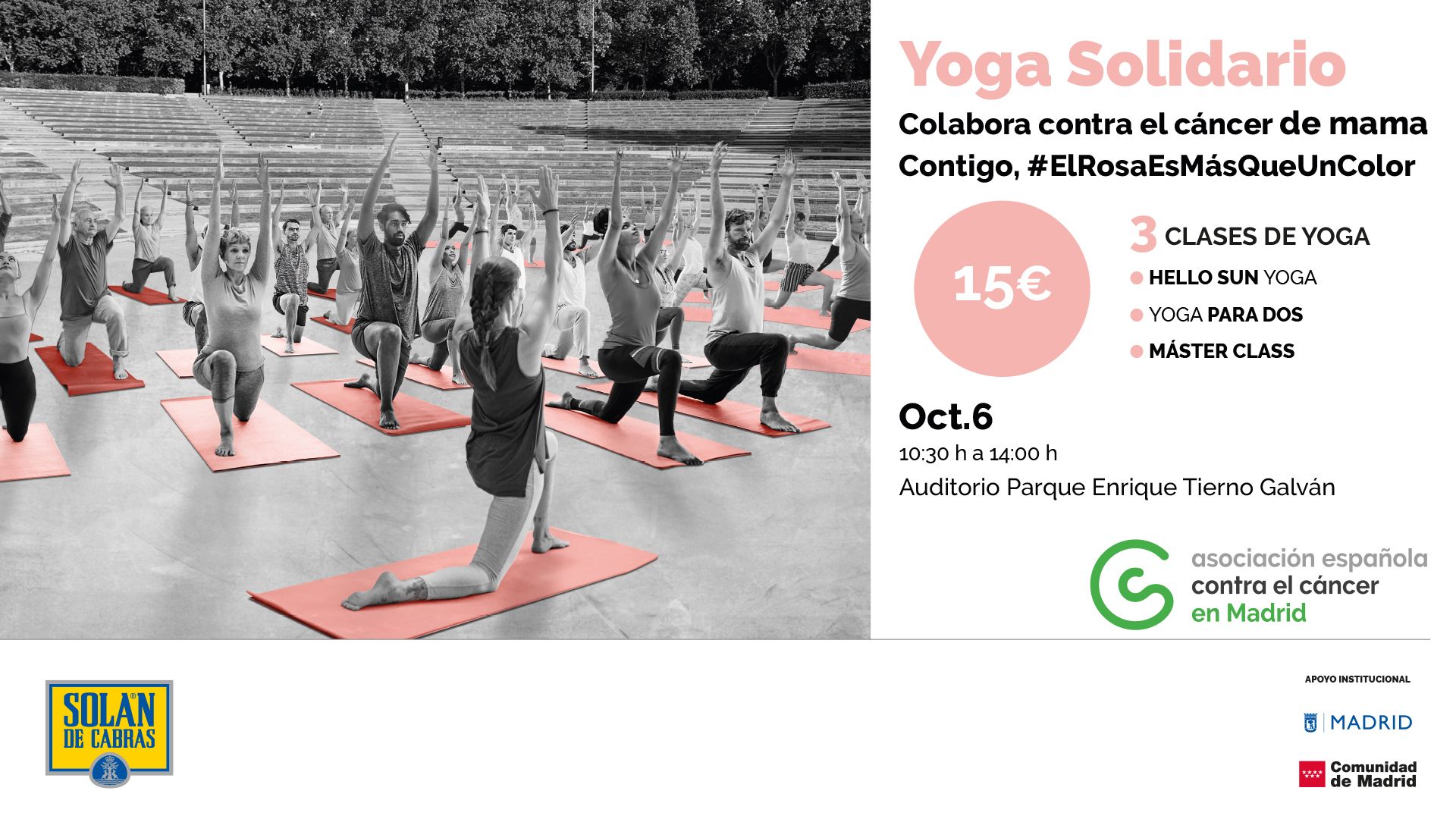 Yoga Solidario: el evento para colaborar en la lucha contra el cáncer de mama