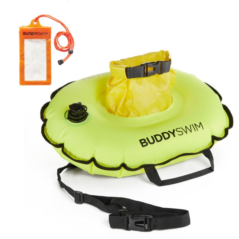 Boya para nadadores en aguas abiertas con estación de hidratación de Buddyswin