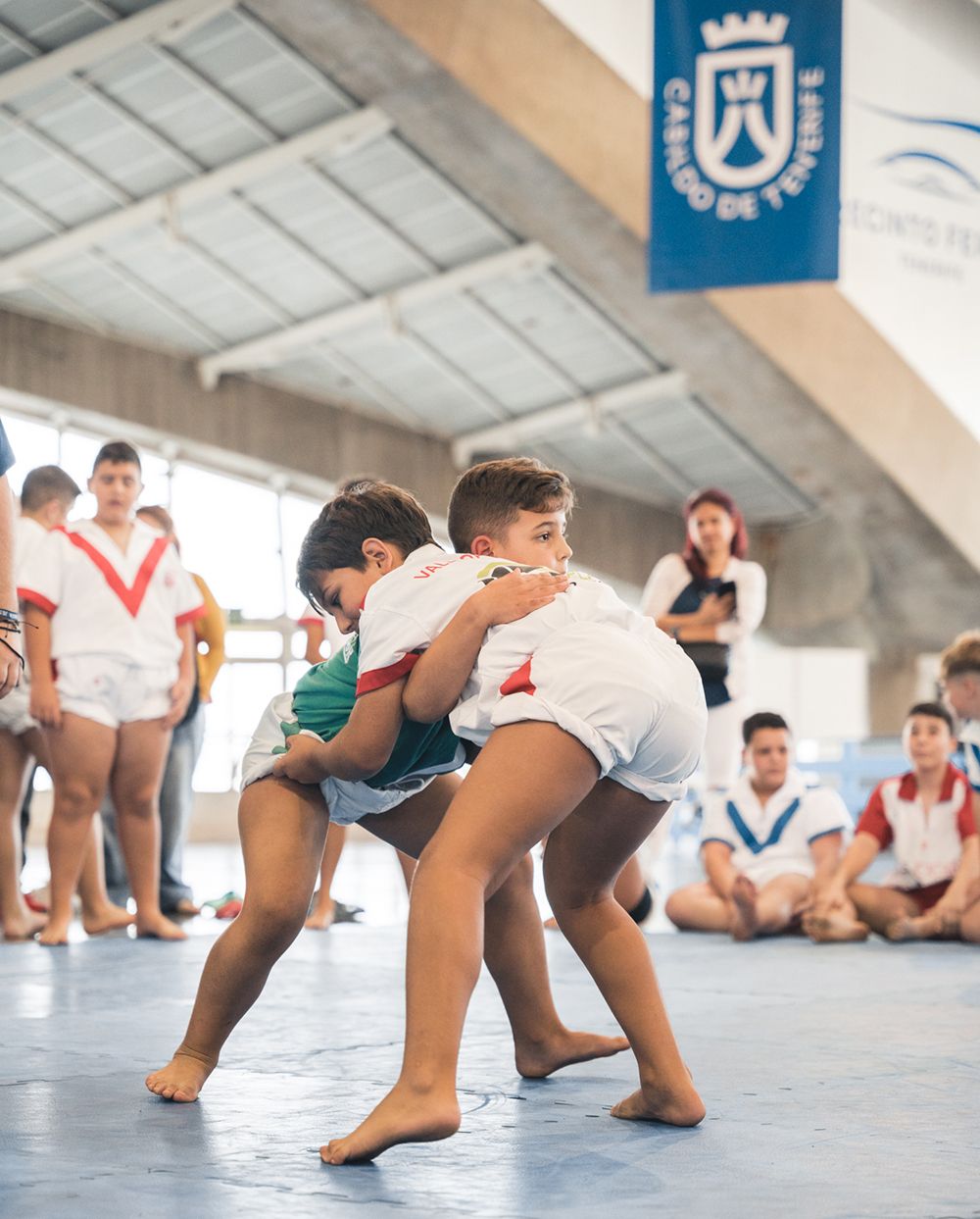 Active Stage escenario multidisciplinar. Aquí en la exhibición de Lucha Canraria infantil