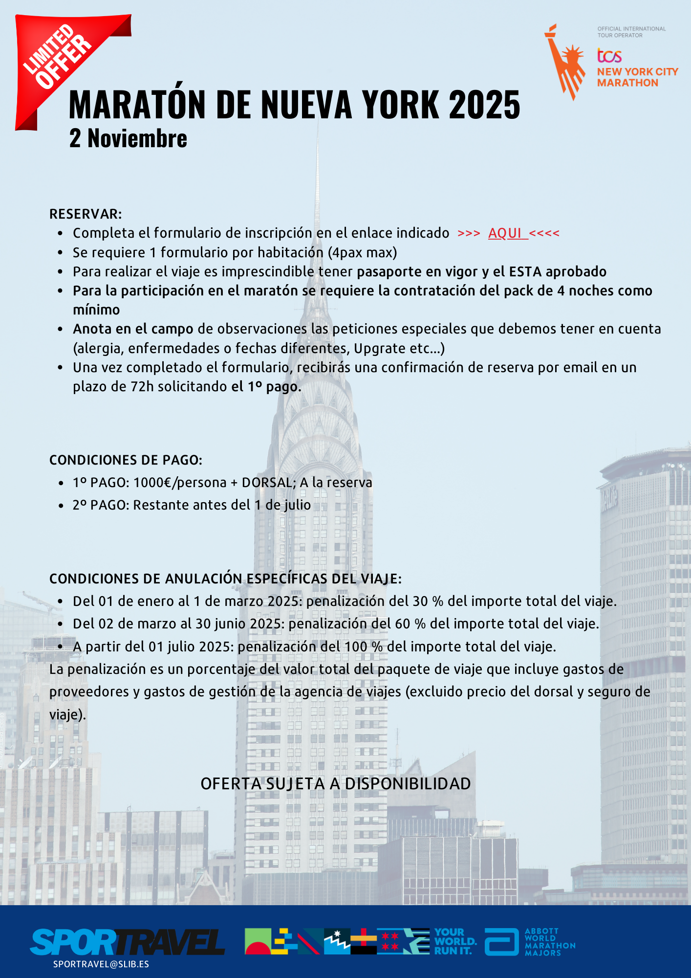 Oferta básica para el Maratón de Nueva York 2025 (2) Oferta básica para el Maratón de Nueva York 2025 (2)