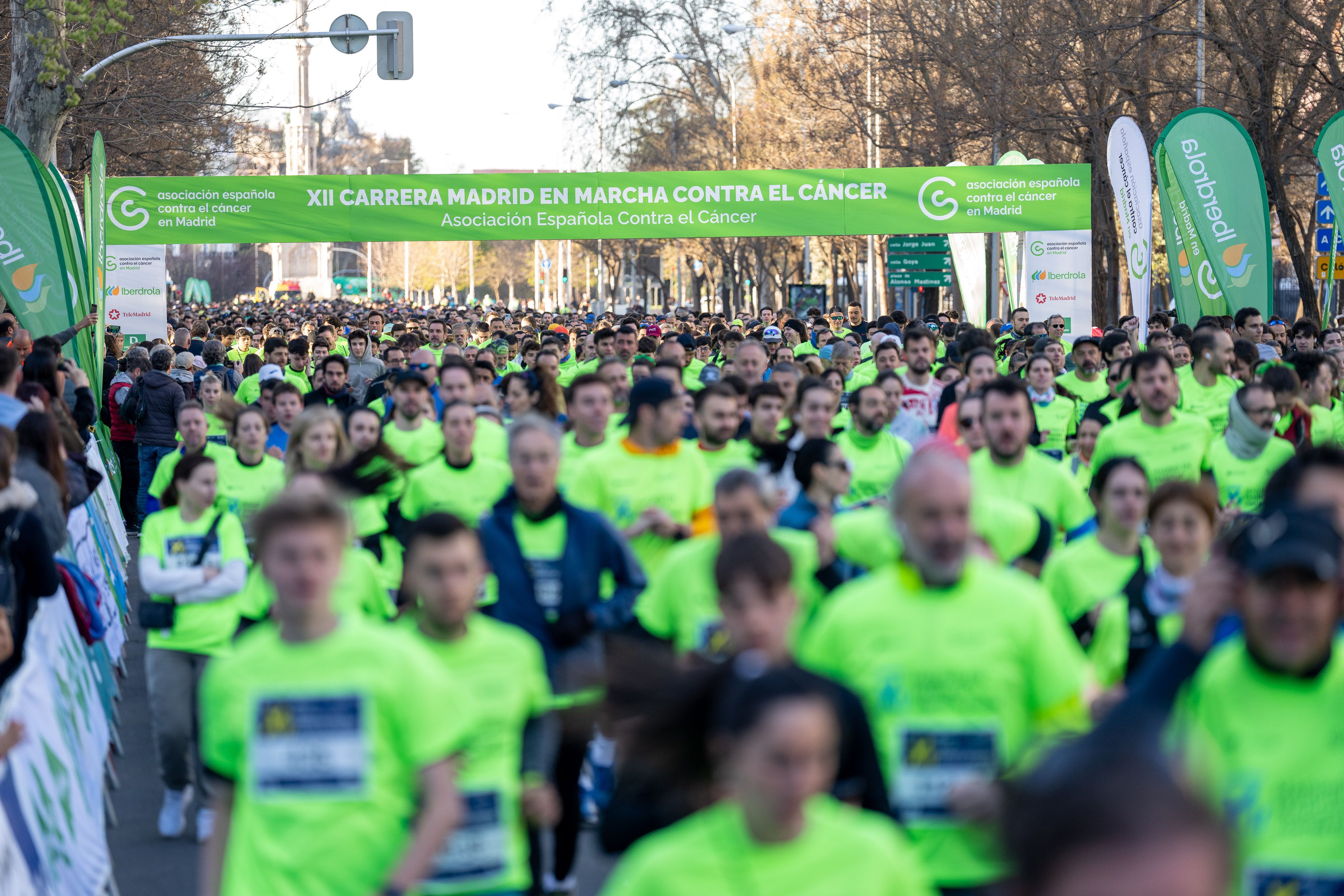 Impesionante marea verde esperanza frente al cáncer en el centro de Madrid