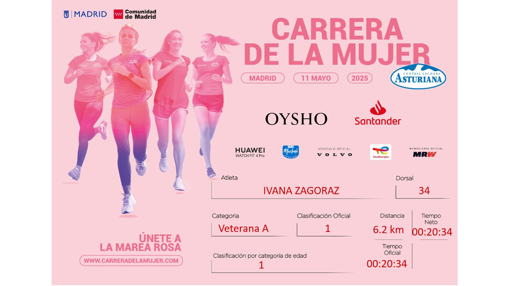 Descarga gratis el diploma de la Carrera de la Mujer de Madrid 2025