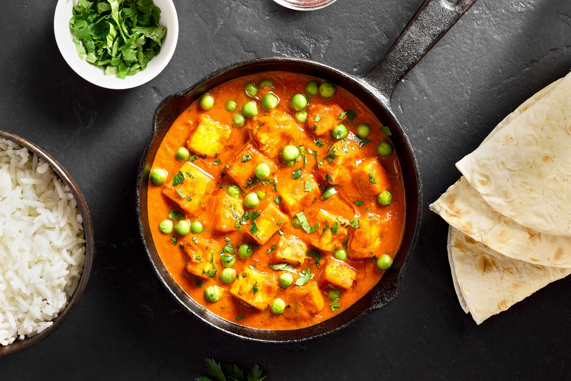Receta de Masala de queso fresco con guisantes