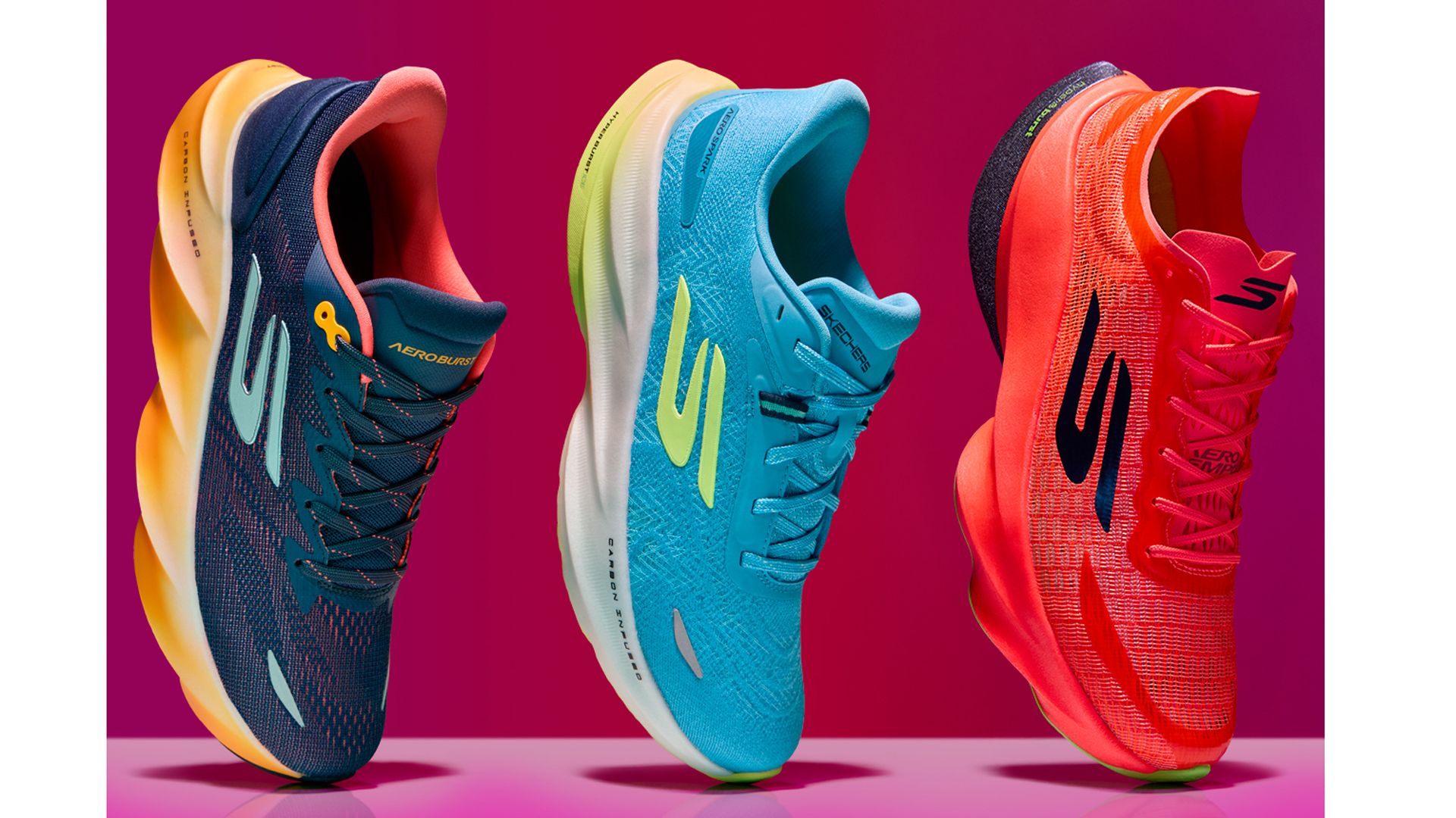 Skechers Aero Burst, Spark y Tempo en este orden
